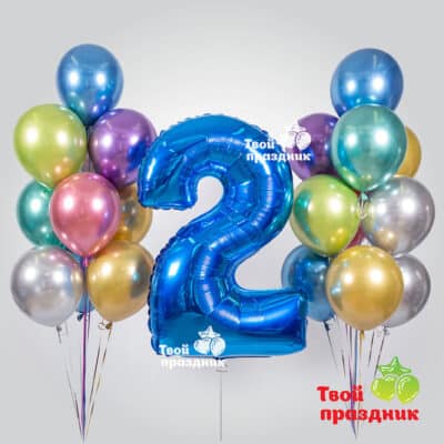 Красивый набор радужных шаров с цифрой на день рождения! Твой праздник, Калининград