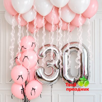 Композиция из гелиевых шаров с цифрами "В своём стиле"