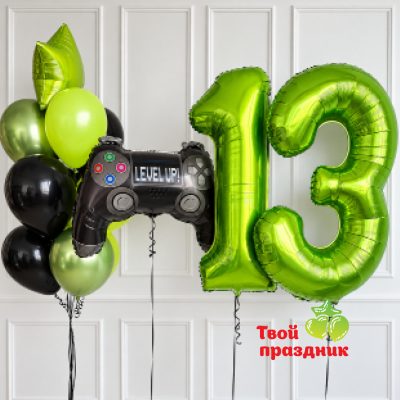 Композиция из гелиевых шаров с цифрами "Главный игрок"