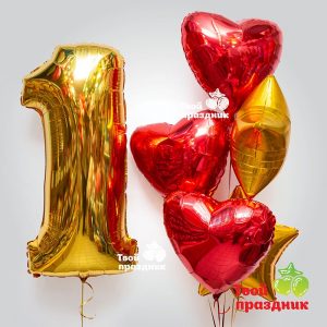 Набор фольгированных шаров с цифрой «Яркий блеск»